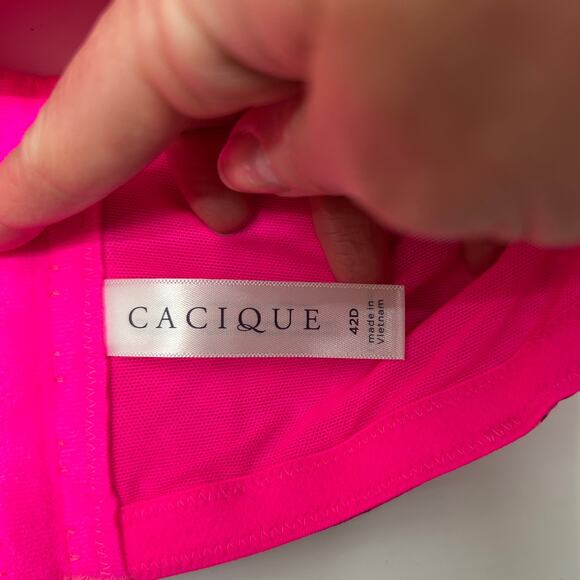 CACIQUE by Lane Bryant Longline Bra 42D Pink Red Seamed Plus Size - Picture 4 of 4